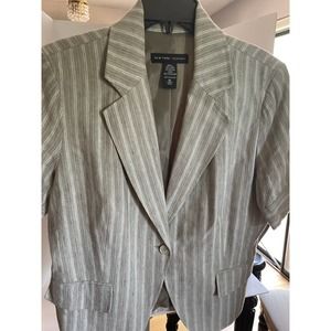 New York & Co Short Sleeve Jacket Striped Size XL